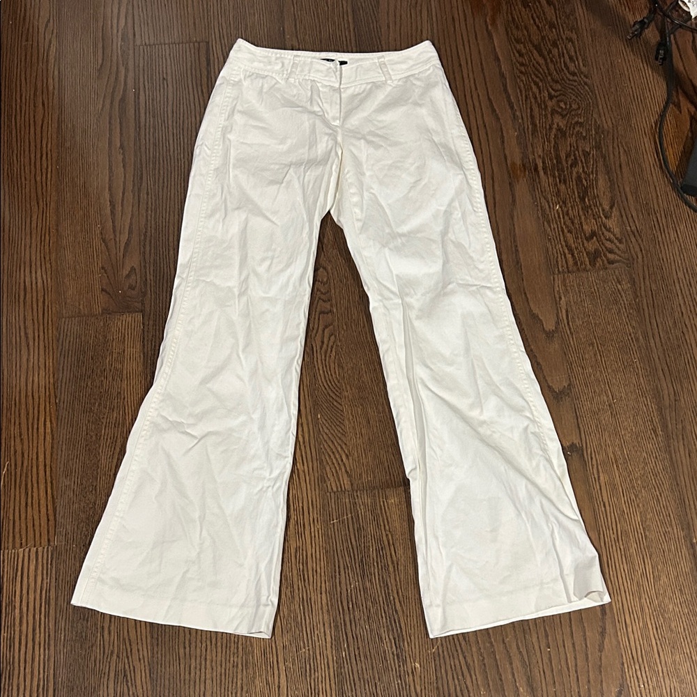 Theory White Boot Cut Flare flat front pants sz 2